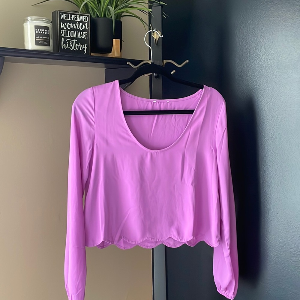 Chiffon longer styled crop top, beautiful lavender purple